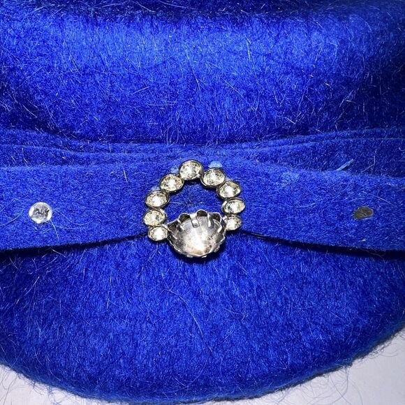 Vintage Women’s Henry Pollack Glenover 100% Wool Blue  Hat W/ Trim main image 6